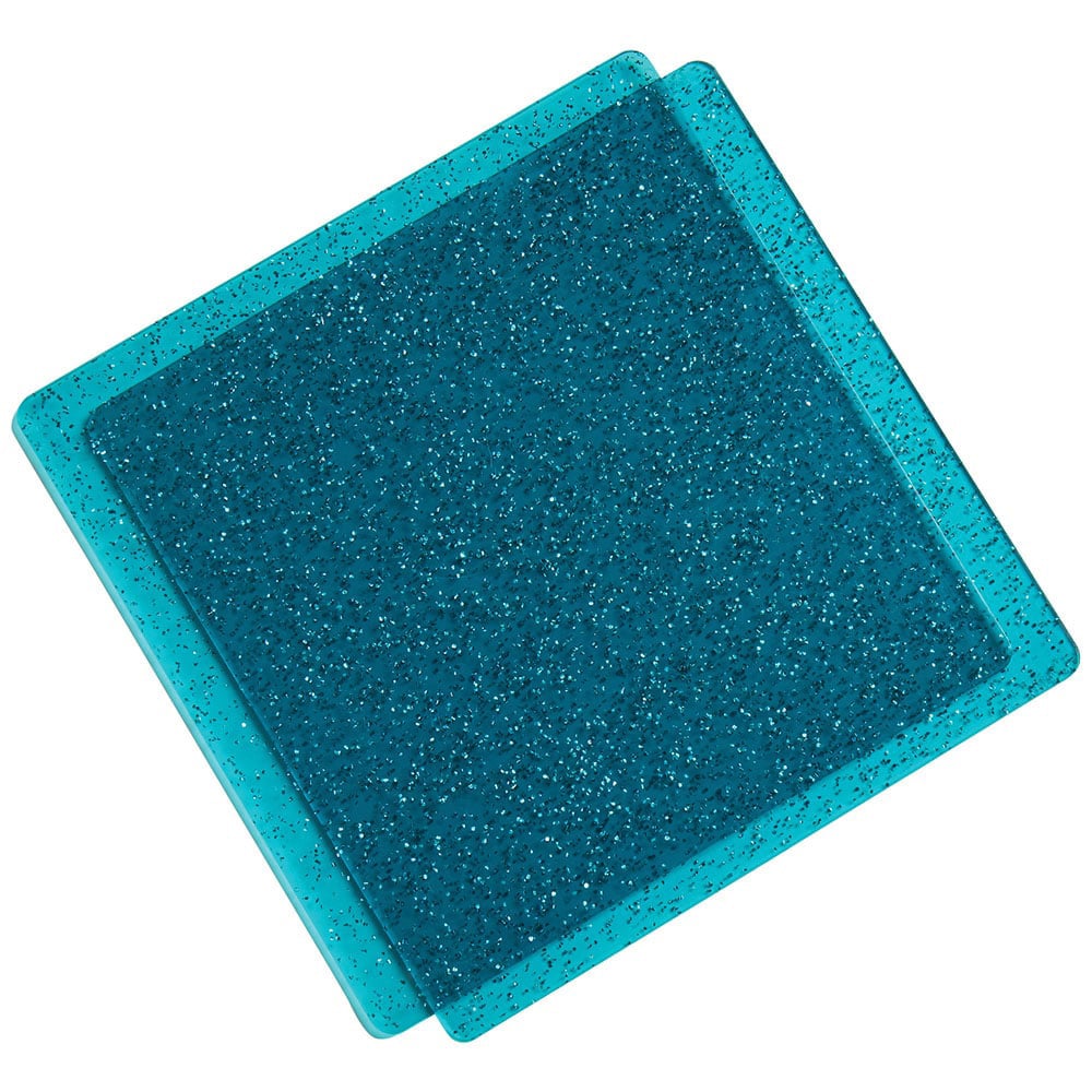 Acrílico Para Corte 6"x6" Dark Teal con Glitter