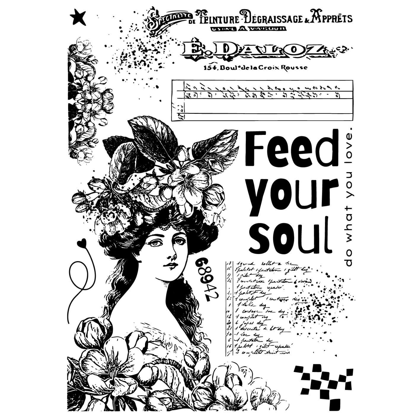 Studio Sellos Clear con Stencils A5 Feed Your Soul