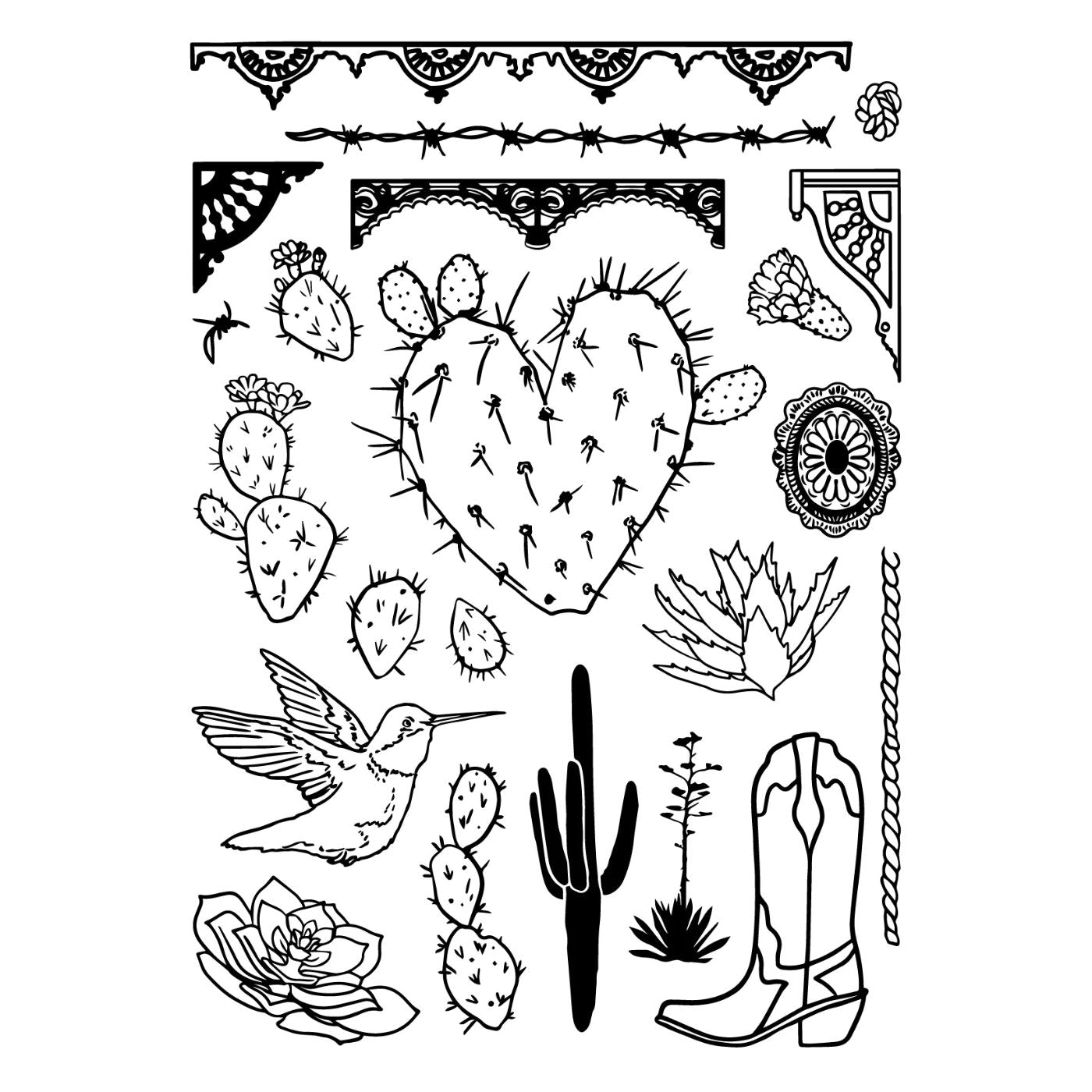 Studio Sellos Clear con Stencils A5 Western