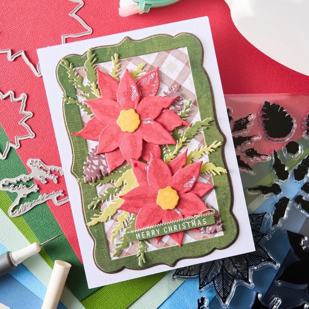 Sellos con Framelits Poinsettia Trio - Navidad