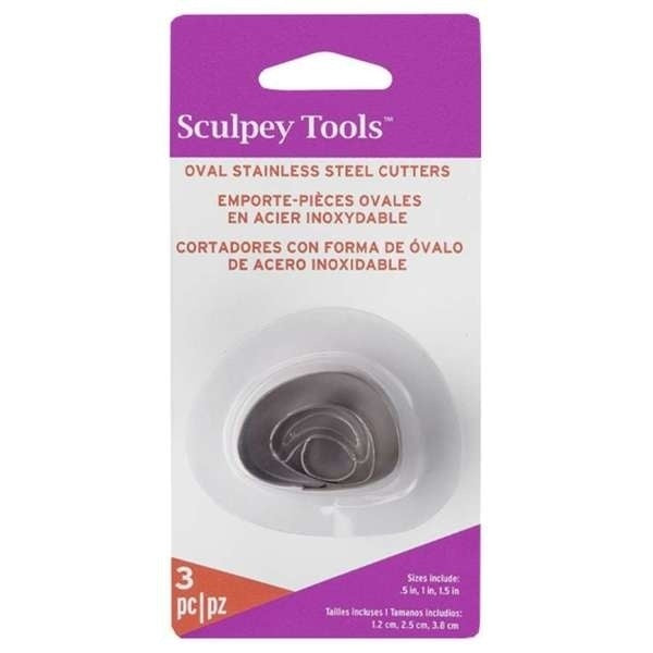 Set de 3 cortadores óvalo de acero inoxidable para arcilla polimérica Sculpey