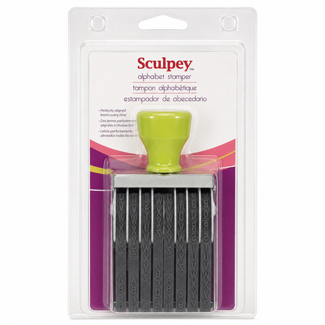 Estampador de abecedario Sculpey, sellos giratorios con letras para arcilla polimérica