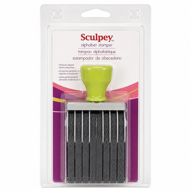 Estampador de abecedario Sculpey, sellos giratorios con letras para arcilla polimérica
