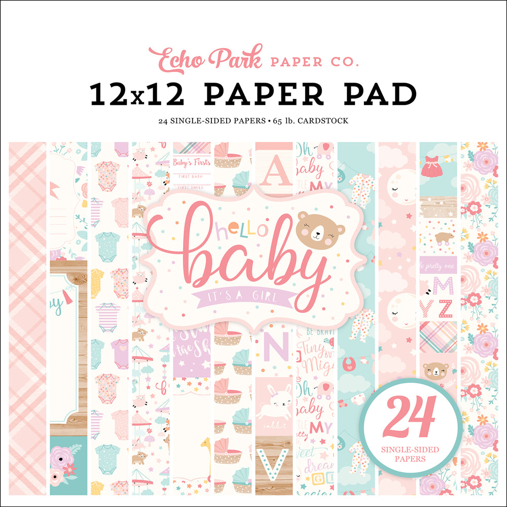 Bloc de Cartulinas Hello Baby Girl 30.48x30.48cm - 24 hojas