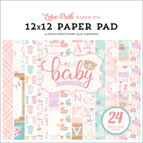 Bloc de Cartulinas Hello Baby Girl 30.48x30.48cm - 24 hojas
