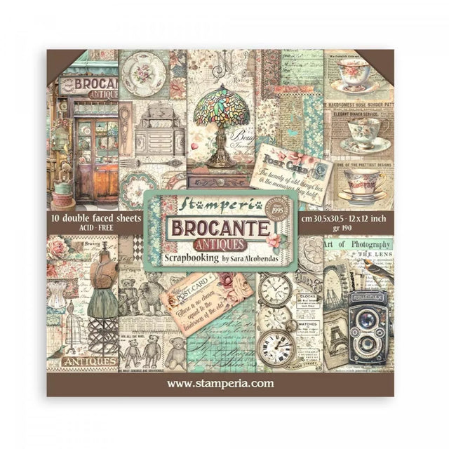 Pack de Cartulinas Brocante Antiques 30.48x30.48cm - 22 hojas - Stamperia