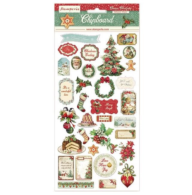 Chipboard Adhesivo 15x30cm Classic Christmas - Navidad - Stamperia