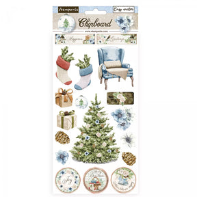 Chipboard Adhesivo 15x30cm Cozy Winter - 19 piezas - Navidad - Stamperia
