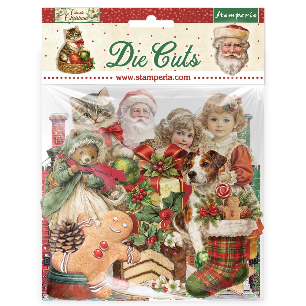 Aplicaciones de Chipboard Classic Christmas - 54 piezas - Navidad - Stamperia