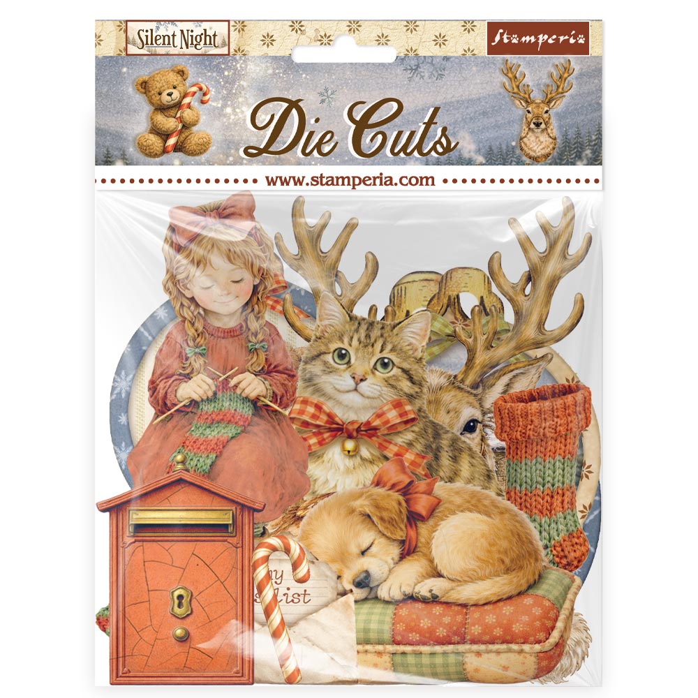 Aplicaciones de Chipboard Silent Night - 43 piezas - Navidad - Stamperia