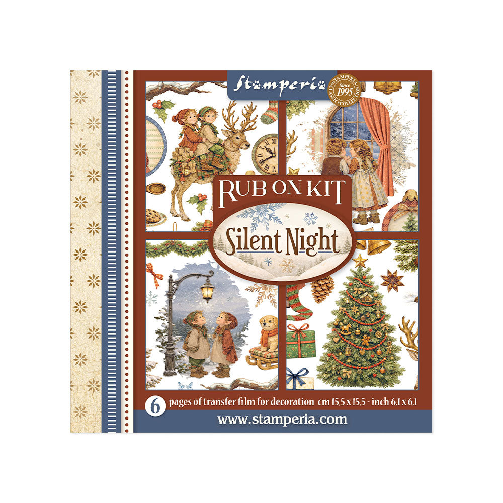 Kit Rub-on 15x15cm Silent Night - 6 hojas - Navidad - Stamperia