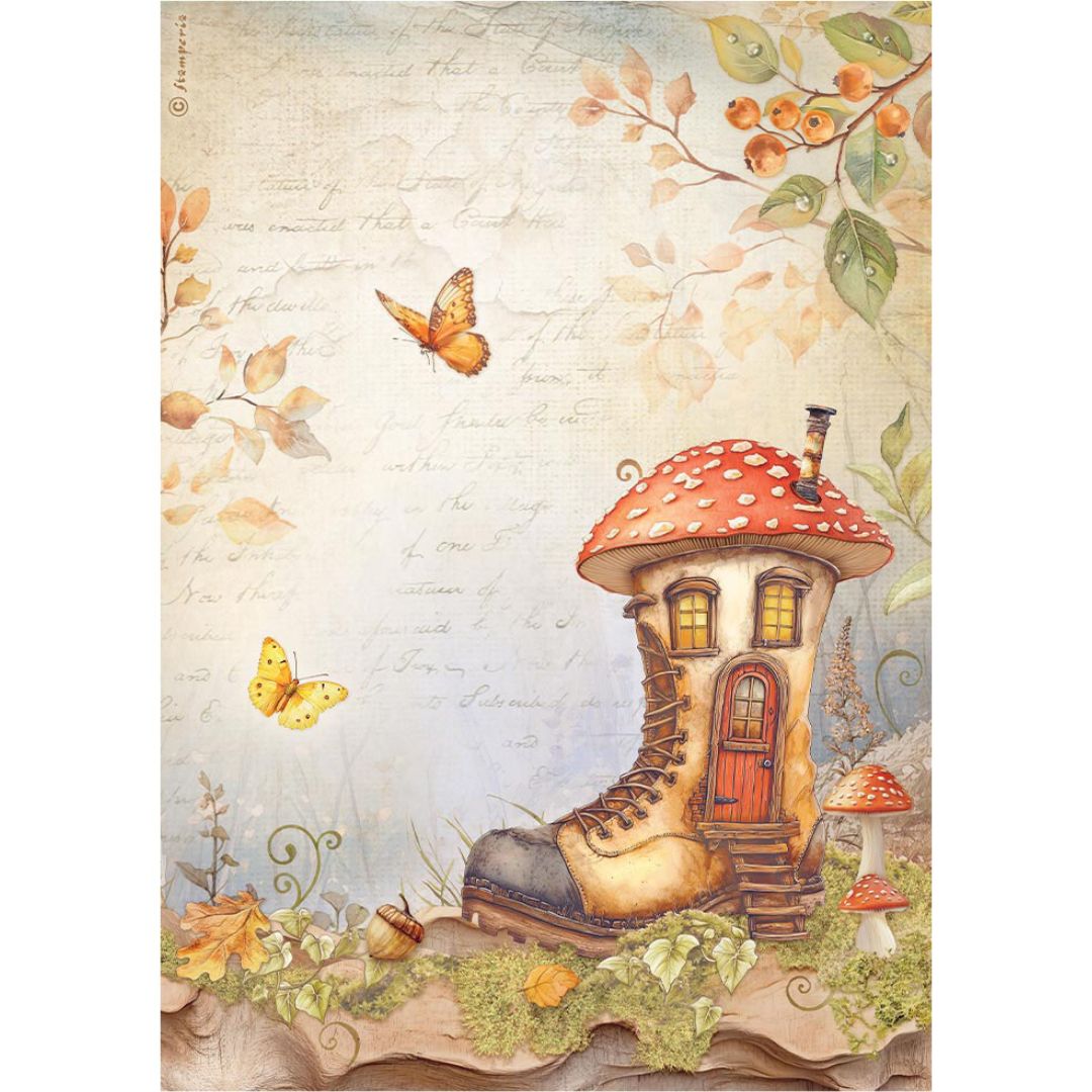 Papel de arroz A4 28gr Romantic Whispering Woods Boot House