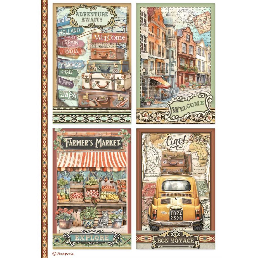 Papel de arroz A4 28gr Art of Travelling Four Cards