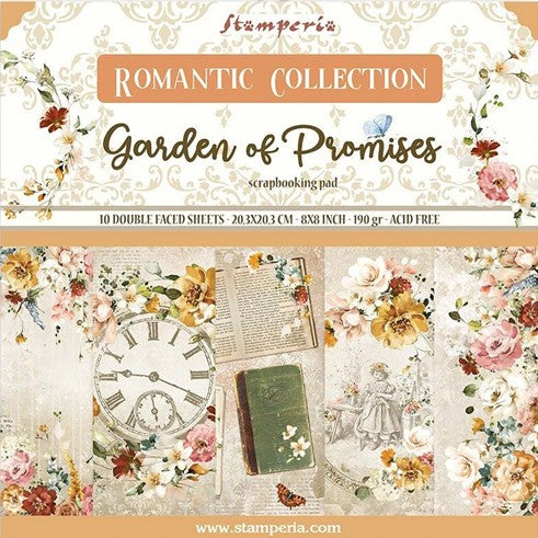 Block de cartulinas "Romantic Garden of Promises” de 20.3x20.3 cm