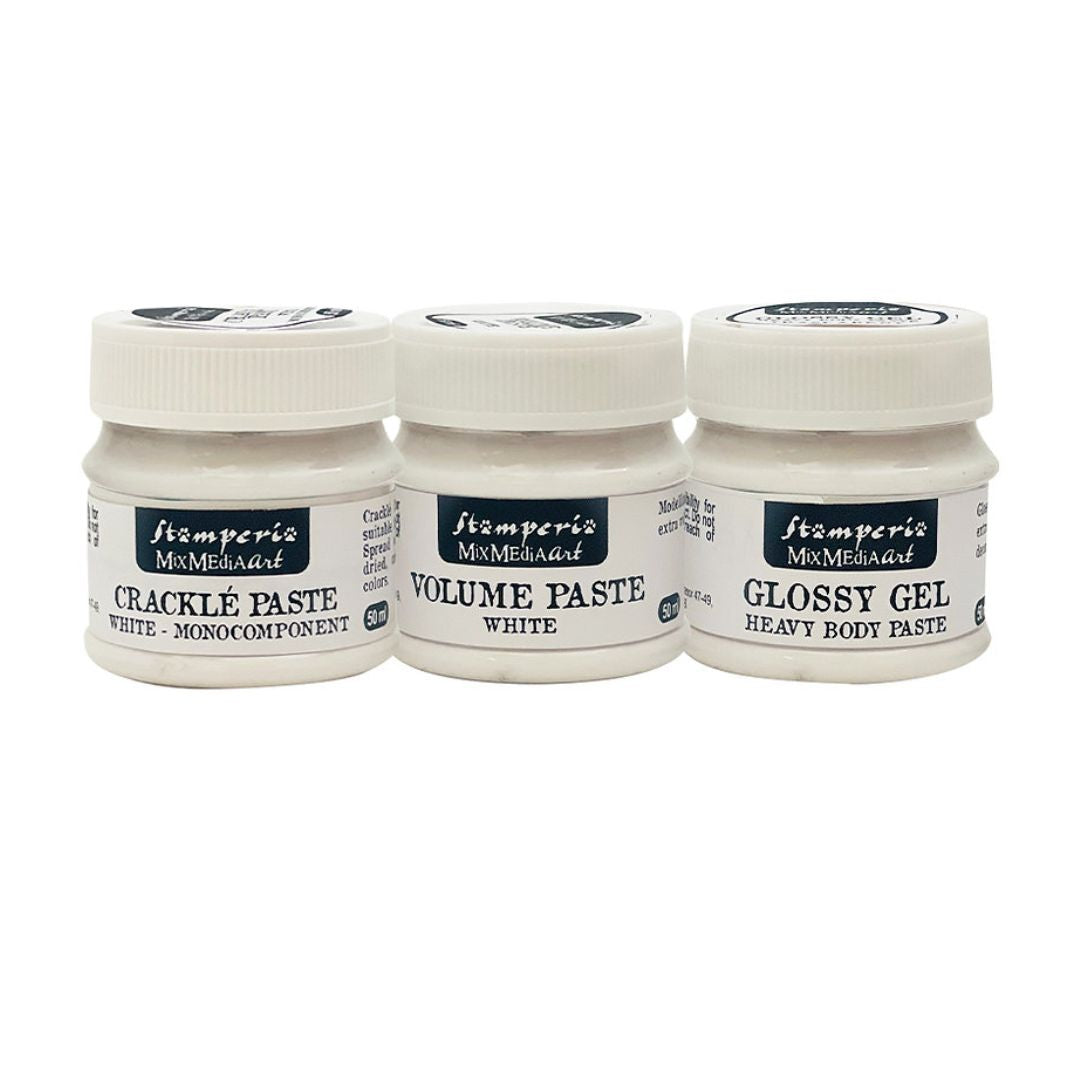 Pastas Mixed Media: Volume paste, Glossy, Crackle 50ml