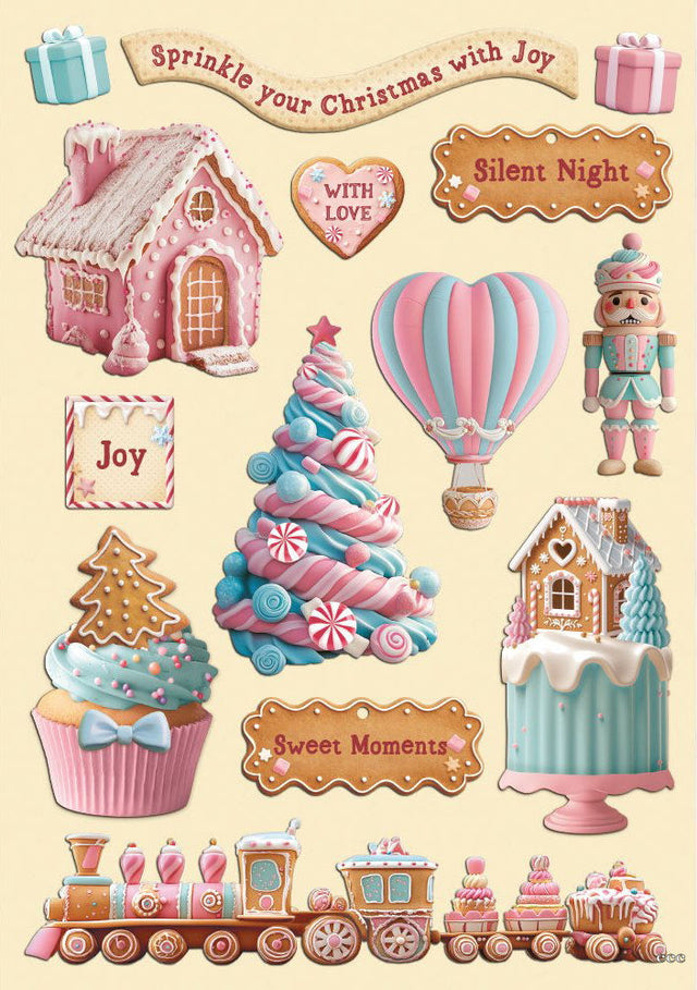 Formas de Maderita A5 Candy Christmas - 14 piezas - Navidad - Stamperia