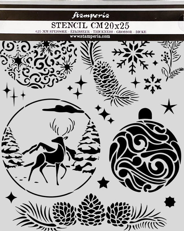 Stencil 20x25cm Classic Christmas Esferas - Navidad - Stamperia