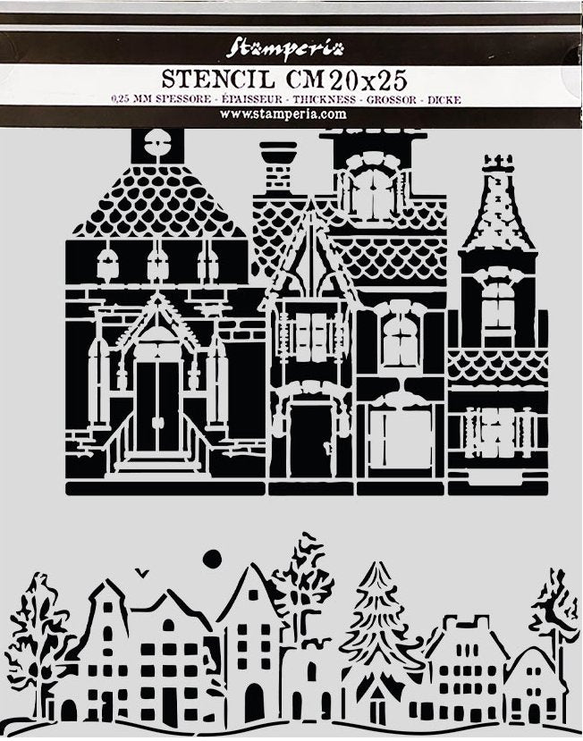 Stencil 20x25cm Classic Christmas Casa - Navidad - Stamperia