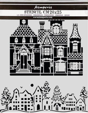 Stencil 20x25cm Classic Christmas Casa - Navidad - Stamperia