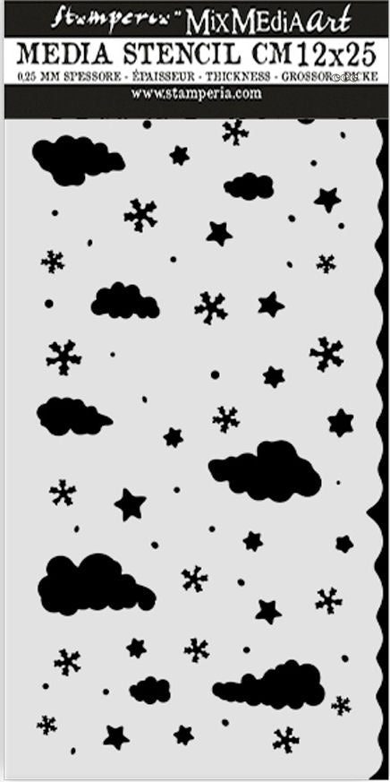 Stencil 12x25cm Candy Christmas Nubes - Navidad - Stamperia