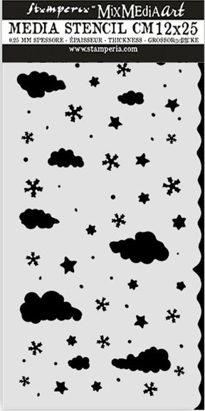 Stencil 12x25cm Candy Christmas Nubes - Navidad - Stamperia