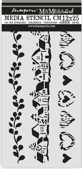 Stencil 12x25cm The Owl's House Franjas - Navidad - Stamperia