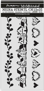 Stencil 12x25cm The Owl's House Franjas - Navidad - Stamperia