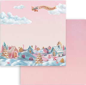 Cartulina 30.5x30.5cm Doble Cara Candy Christmas Villa - Navidad - Stamperia