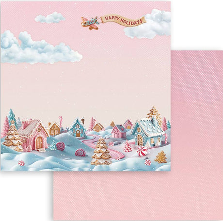 Cartulina 30.5x30.5cm Doble Cara Candy Christmas Villa - Navidad - Stamperia