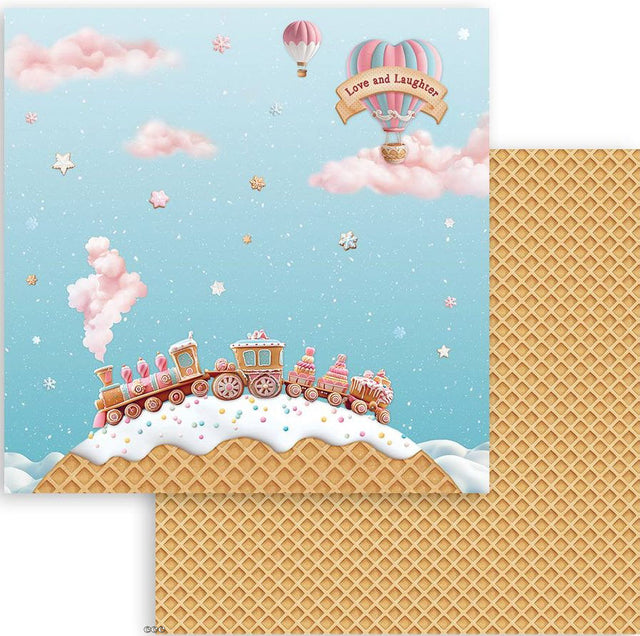 Cartulina 30.5x30.5cm Doble Cara Candy Christmas Tren - Navidad - Stamperia