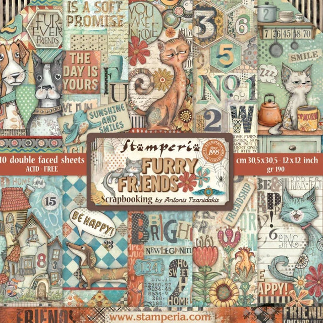 Block de cartulinas "Furry Friends” de 30.5x30.5cm