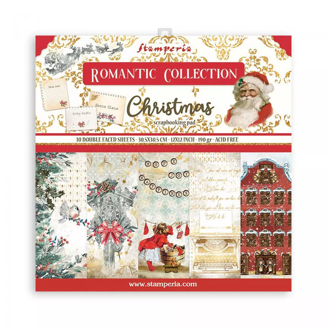 Pack de Cartulinas Romantic Christmas 30.48x30.48cm - 10 hojas - Navidad - Stamperia