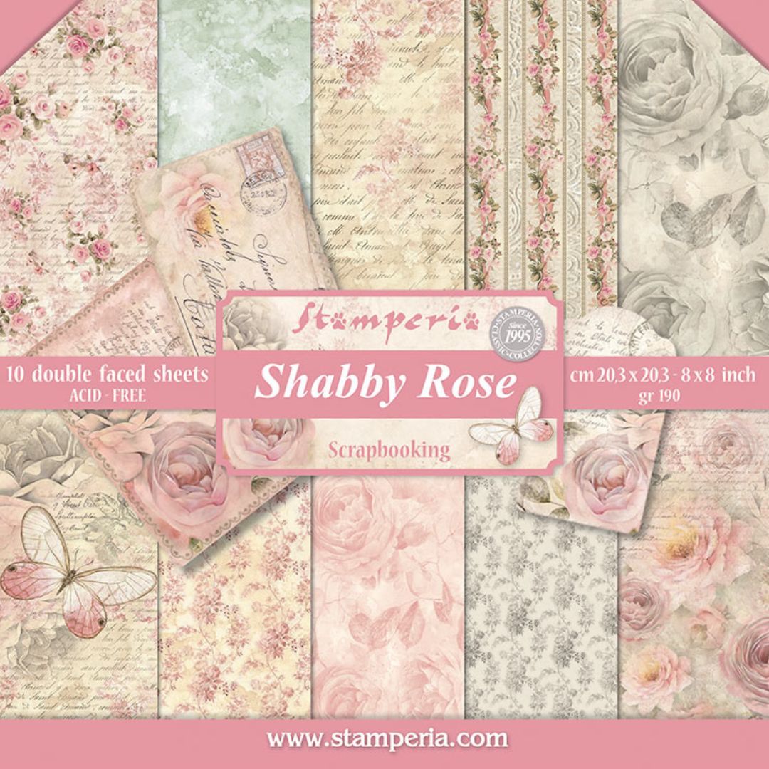 Block de cartulinas ''Shabby Rose'' de 20.3x20.3 cm