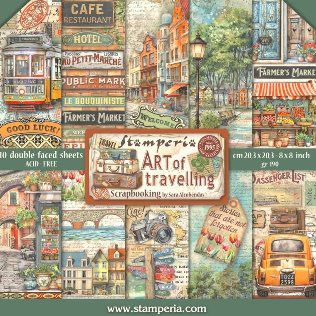 Block de Cartulinas ''Art of Travelling" de 20.3x20.3 cm