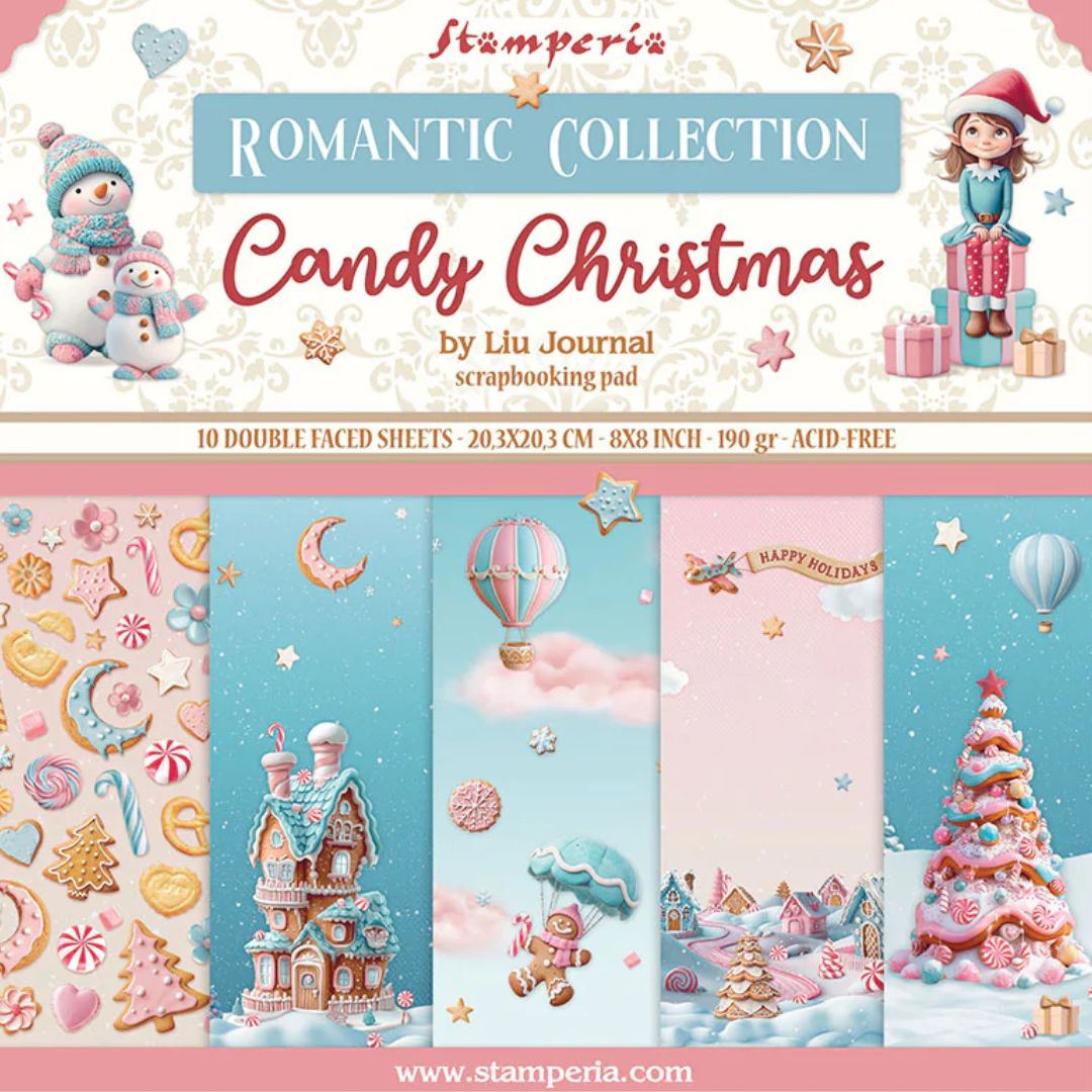 Block de Cartulinas ''Romantic Candy Christmas" de 20.3x20.3 cm