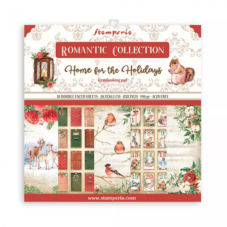 Pack de Cartulinas Home for the Holidays 20.3x20.3cm - 10 hojas - Navidad - Stamperia