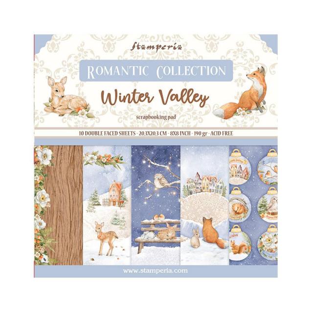 Pack de Cartulinas Winter Valley 20.3x20.3cm - 10 hojas - Navidad - Stamperia