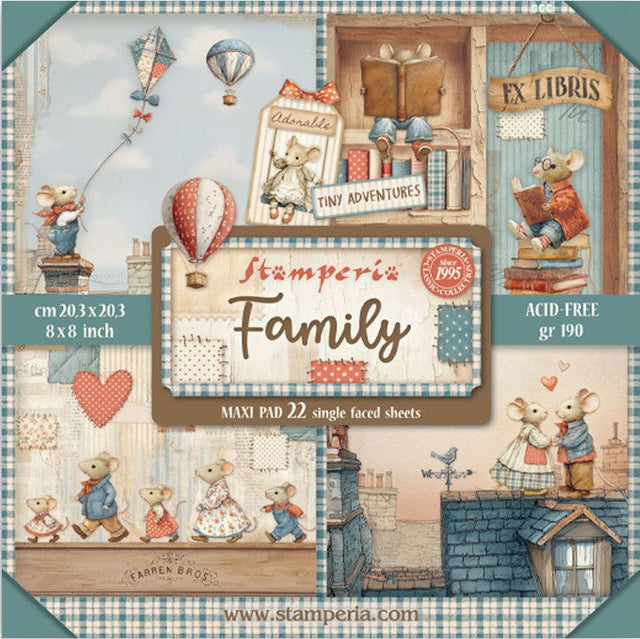 Pack de Cartulinas Family 20.3x20.3cm - 22 hojas - Stamperia