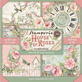 Pack de Cartulinas House of Roses 30.48x30.48cm - 22 hojas - Stamperia