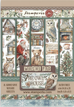 Set 8 hojas de Washi Pad The Owl's House 14.8x21cm - Navidad - Stamperia