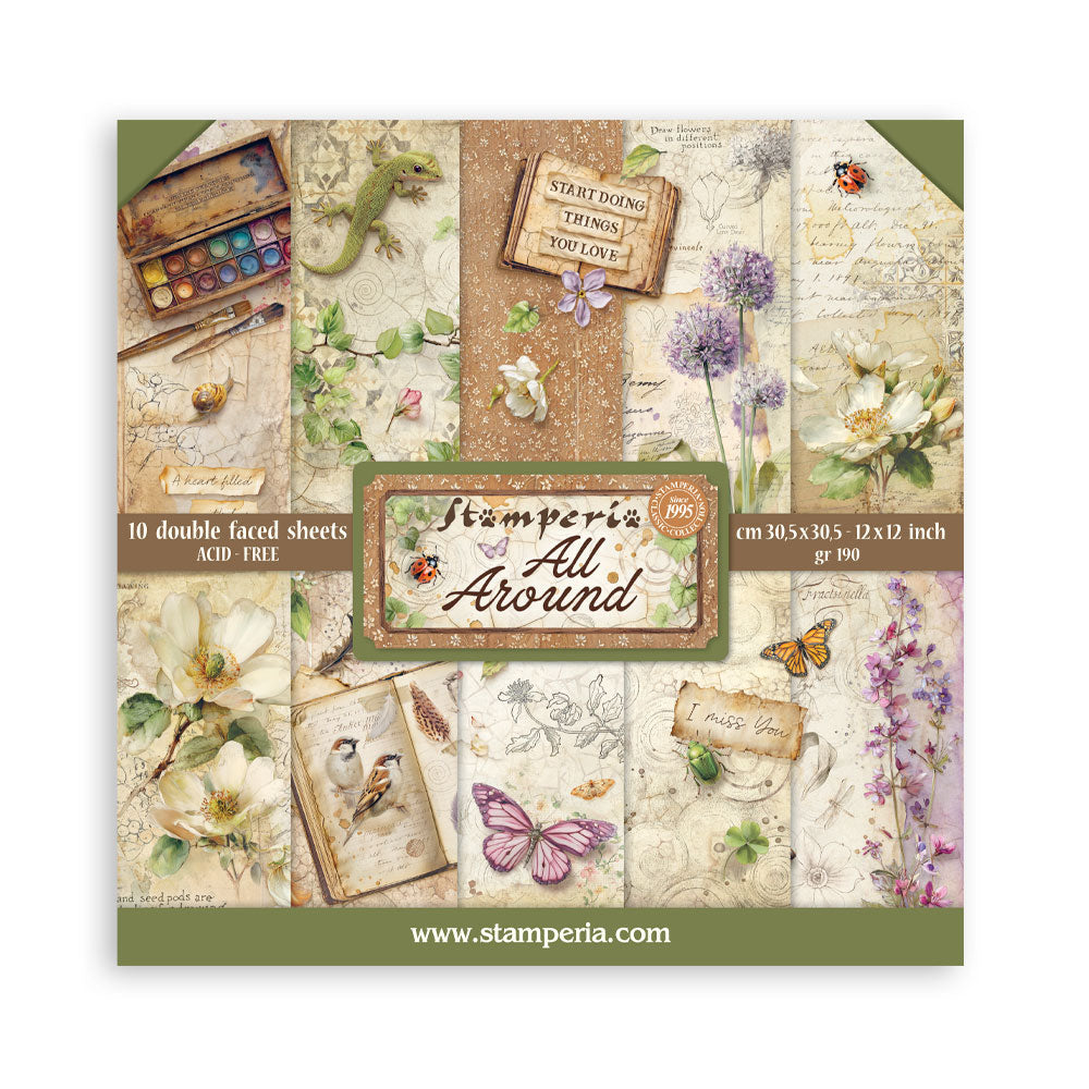 Pack de Cartulinas All Around 30.48x30.48cm - 10 hojas - Stamperia