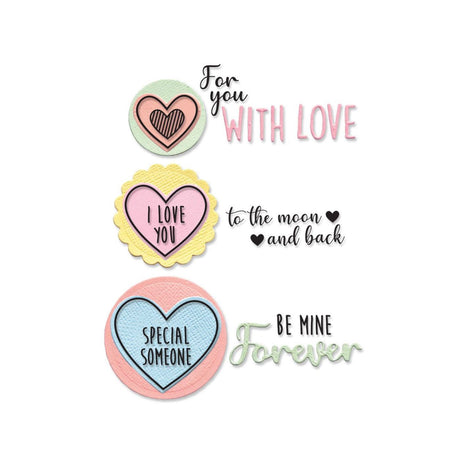 Troqueles Framelits con sellos Love Hearts