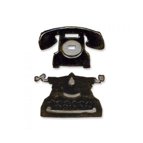 Troquel Movers & Shapers Tim Holtz Teléfono y Maquina de escribir