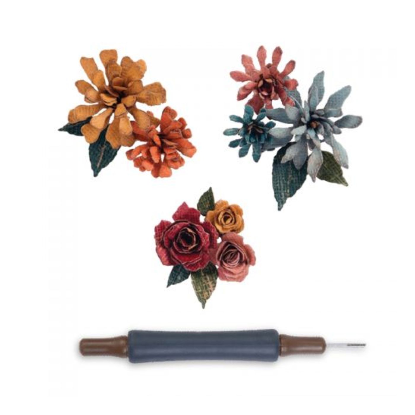 Troqueles Thinlits Tim Holtz Pequeñas flores andrajosas con herramienta filigrana