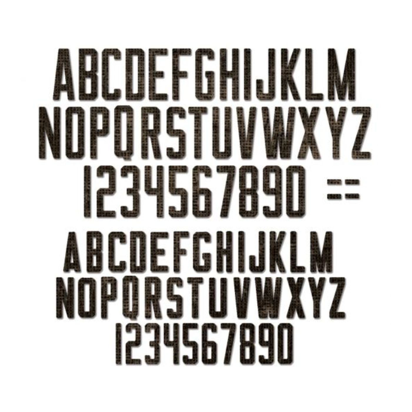 Troqueles Thinlits Alphanumeric Theory Mayúscula de Tim Holtz