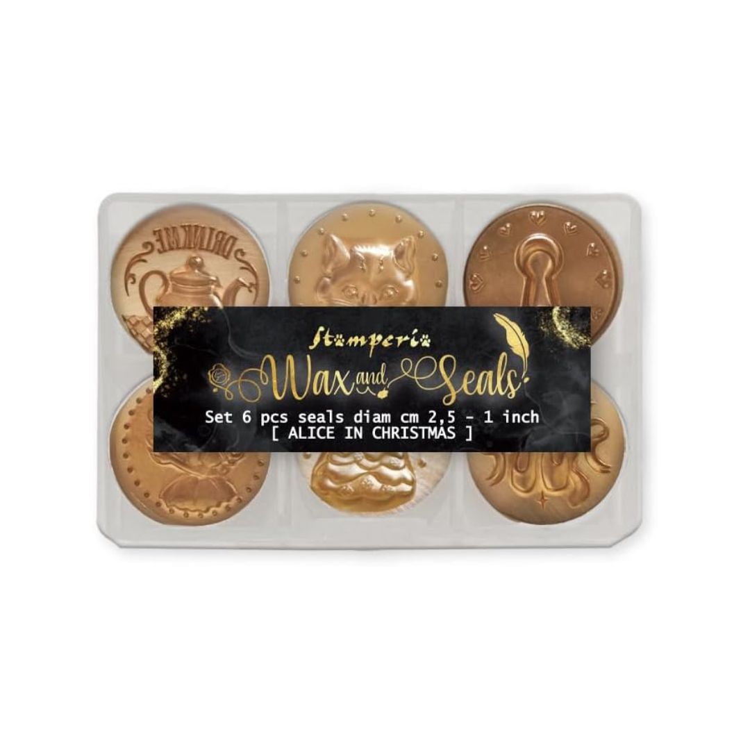 Wax and Seals Set 6 sellos diam 2,5cm - Alice in Christmas