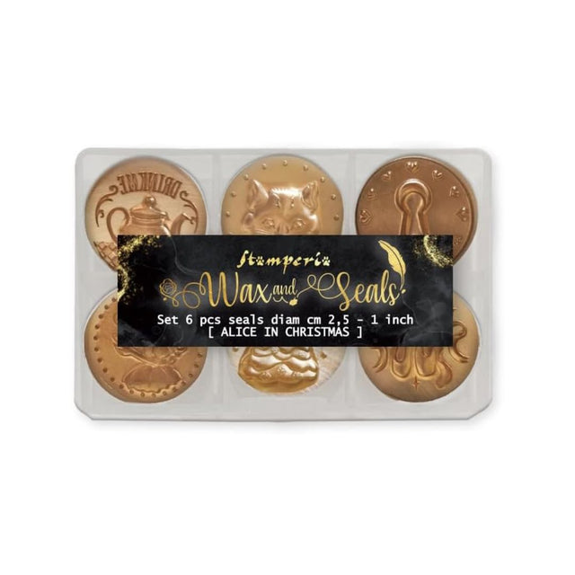 Wax and Seals Set 6 sellos diam 2,5cm - Alice in Christmas