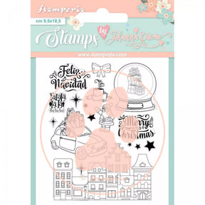 Sellos Clear 14x18cm Feliz Navidad Christmas Rose x17 de J. Rivero - Stamperia