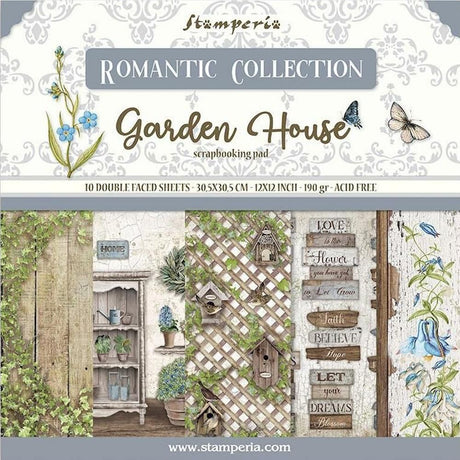 Block de cartulinas "Romantic Garden House” de 30.5x30.5 cm