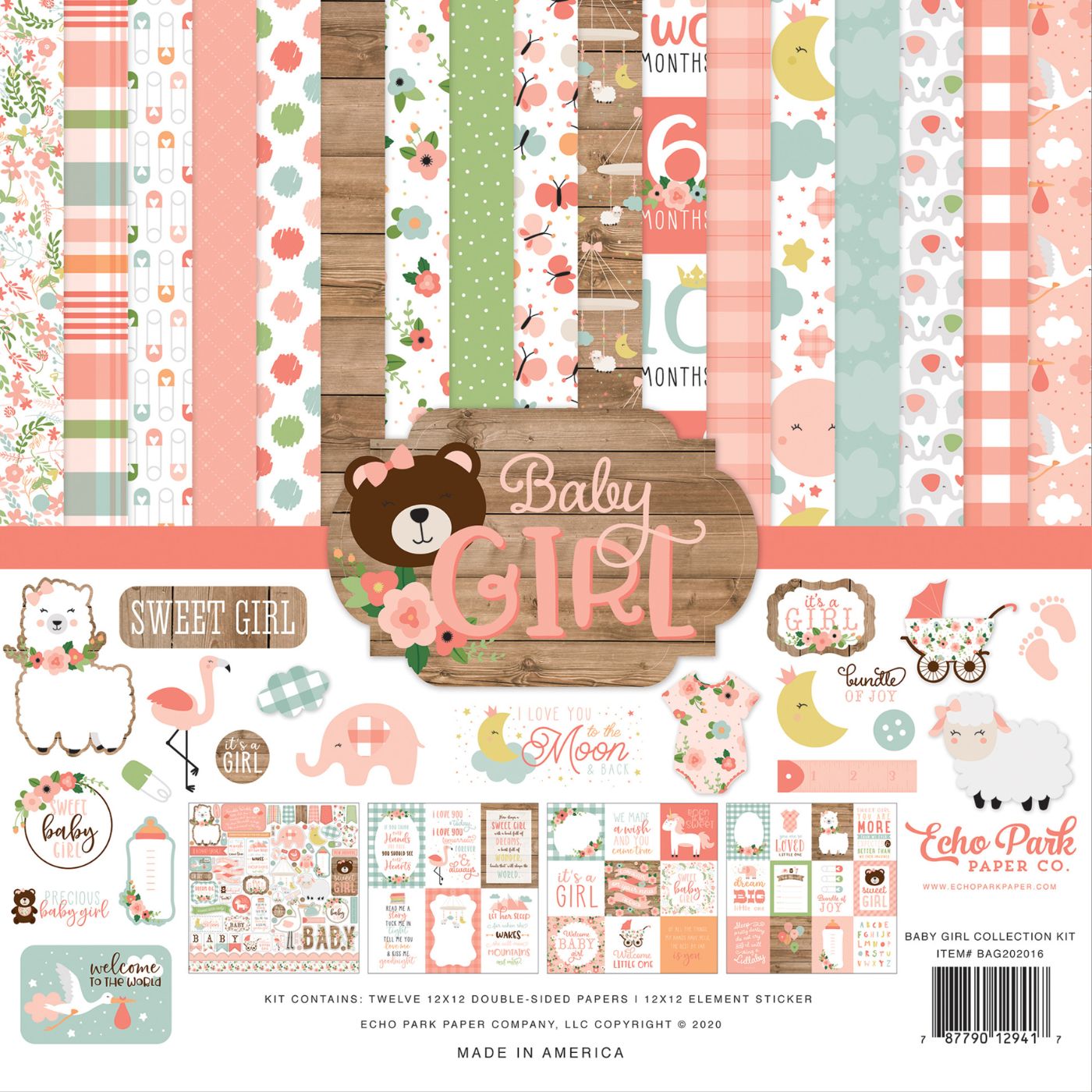 Pack de Cartulinas Baby Girl 30.48x30.48cm